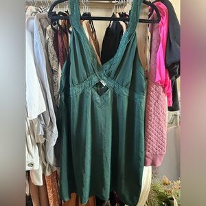 American Eagle Silky Green Lace Cut out mini dress